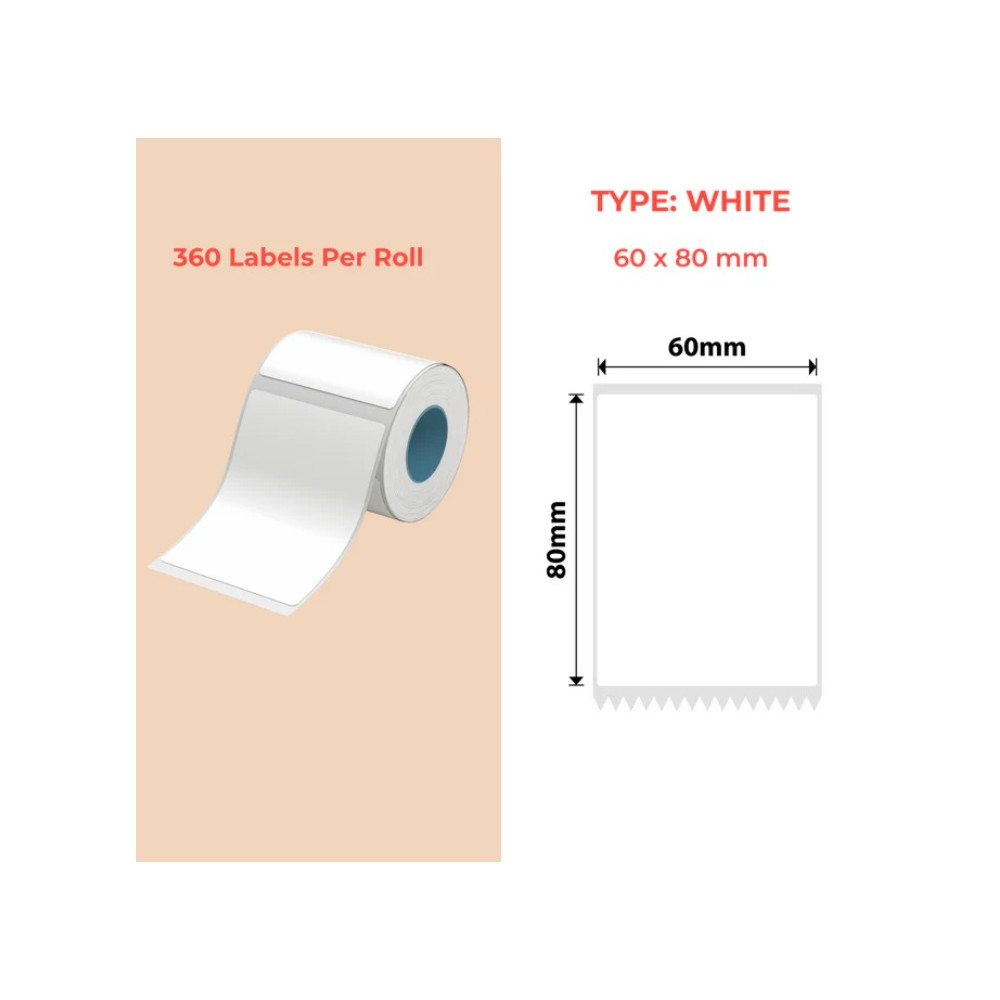 60*80 Polypropylene (water proof, tear proof and oil proof) thermal labels 360/roll